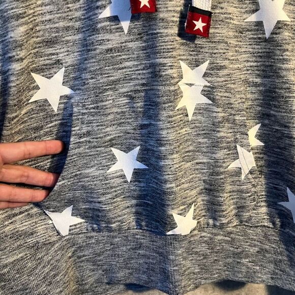 Heathered Grey‎ Reflex White Star Hoodie Size Large - Picture 4 of 6